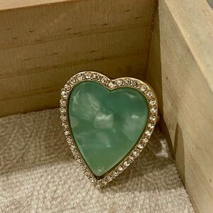 Elegant Heart-Shaped Park Lane Green and Gold Ring